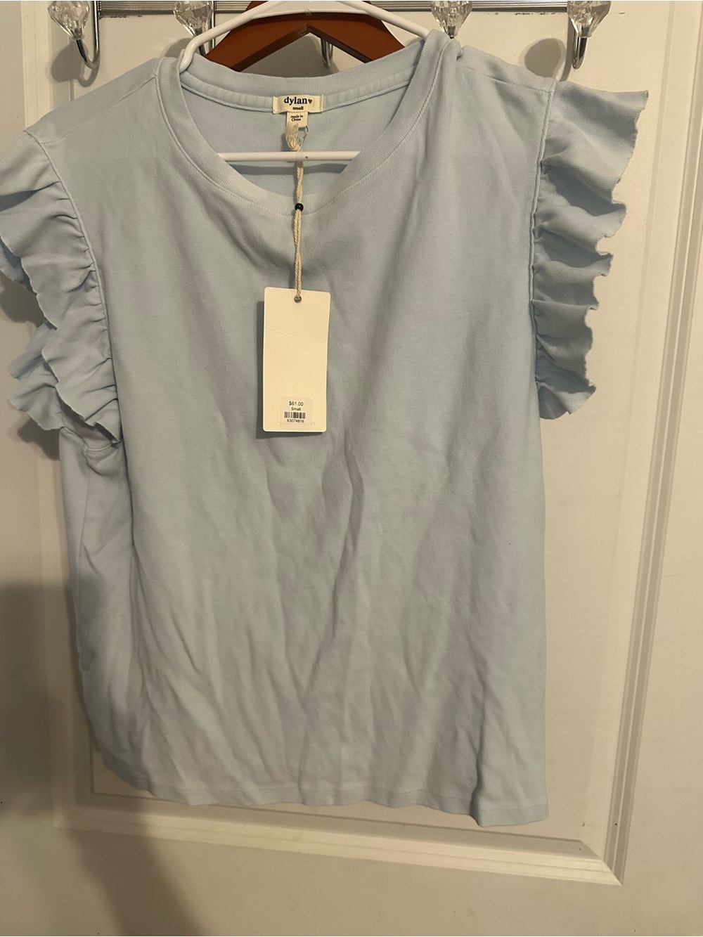 dylan Pale Blue Ruffle Sleeve Tank Top
